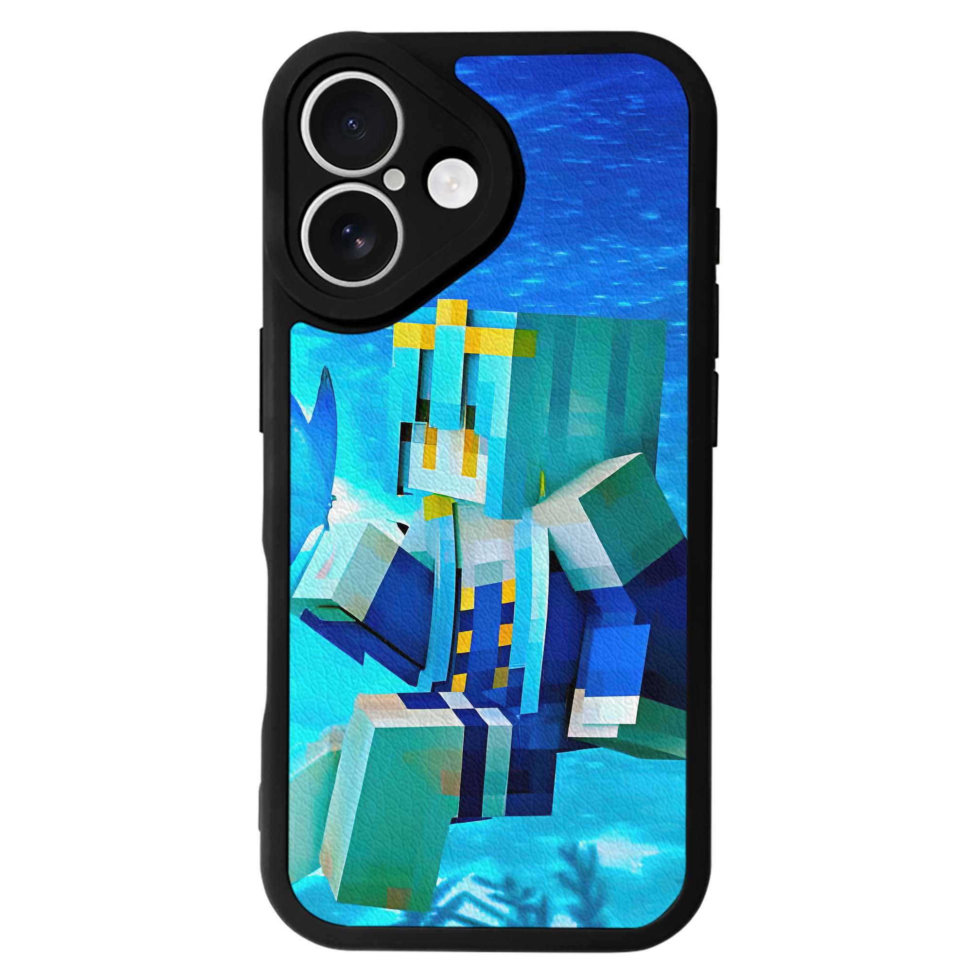 （画像用） マインクラフト ブロックの世界 Minecraft MC Block world 【iPhone 16シリーズ対応】シリコンスマホケース（レザー調） 材質：シリコン